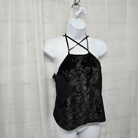 Tobi Black Velvet Sheer Tank Top Y2K Goth Boho Fairy Club Party S - Picture 4 of 12
